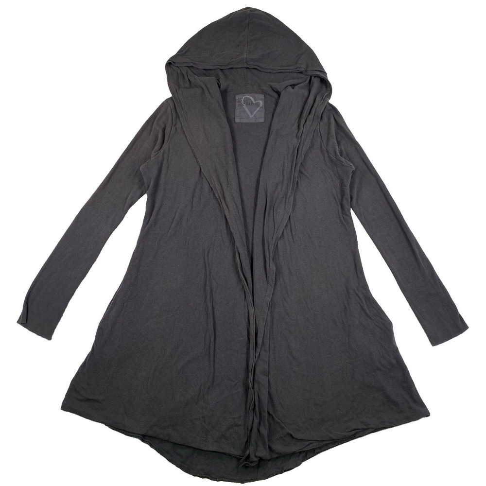 Frank & Eileen Lab Double Layer Drape Front Hooded Cardigan Womens XS/S Gray